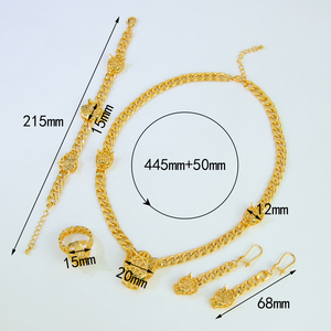 Luxury Dubai Gold Hollow Leopard Design Necklace Set 21k Gold Plated Italian Fashion Panther Jewelry Set for Party - Product Image 5