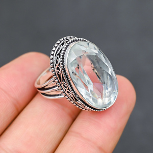 Magnifique bague en topaze blanche tendance et moderne, en argent sterling 925 massif, bijoux faits à la main, vente en gros d'usine - Product Image 1