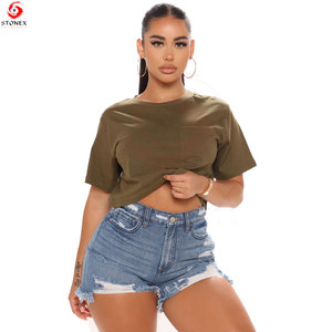 Women's Athletic <b>Crop</b> <b>Top</b> T-Shirt Breathable Stretch Eco-Friendly Sports Tee for Running Gym Workout Fitness Yoga Spring/Summer - Product Image 2