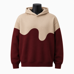 Sweat-shirt à capuche unisexe personnalisé, couleur bordeaux beige, coupe ample, en molleton, 100% coton, coupe-vent, respirant, décontracté - Product Image 1