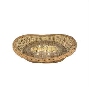 Set Three Nesting Oval Woven <b>Bamboo</b> Storage <b>Baskets</b> Curly Green Trim Eco-Friendly Luxury Style Hanging Functionality Hotel Use - Product Image 2