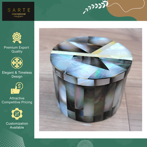 Boîte à bijoux en marbre blanc chic faite à la main avec incrustation de nacre d'ormeau de qualité supérieure, idéale pour offrir en cadeau - Product Image 3