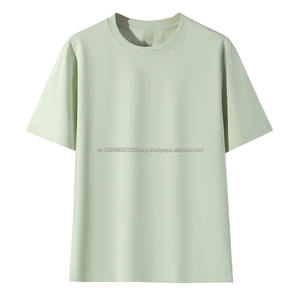 Camiseta de Verano Personalizada OEM, Cuello Redondo, Algodón Romano de Alta Gama, Color Sólido para Hombre, Transpirable, Sin Plancha, Manga Corta - Product Image 3