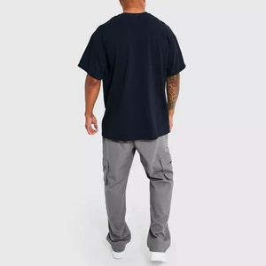 Men's Dark Gray Short Sleeve T-<b>Shirt</b> With Blue Rocker Playing Guitar In <b>Flames</b> Photo Print O-Neck Casual Fit Regular Length - Product Image 5