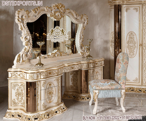 Commode lourde sculptée franciscaine pour chambre à coucher Design impérial coiffeuse en bois nouvelle commode de Style Antique avec miroir - Product Image 3