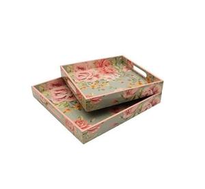 Plateau en bois imprimé floral haut de gamme, écologique, en MDF massif de qualité supérieure, pour le rangement alimentaire et le service de table – Style tendance, vente chaude - Product Image 4