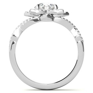 Bague en moissanite taille ronde en argent sterling 925 plaqué or blanc, luxueuse et classique, pour fiançailles, mariage, promesse ou mariée - Product Image 3