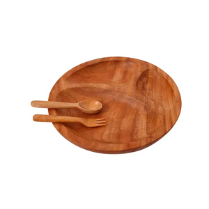 Plateau de service en bois de manguier, forme ronde, pour la cuisine, la maison et la table d'hôtel, plateaux de service pour le thé et le café - Product Image 1