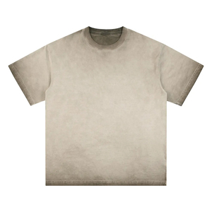 Custom 260gsm <b>Drop</b> Shoulder Oversized Vintage Heavyweight Unisex T-Shirts <b>Acid</b> Wash Sun Faded Silk Screen Printing Front 100% - Product Image 1