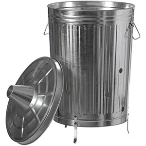 Poubelle de jardin créative en métal galvanisé avec couvercle, pour brûler les déchets et les ordures en extérieur, feuilles, papier et bois - Product Image 3