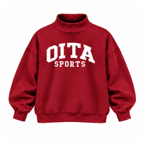 Sweat-shirt unisexe rouge cramoisi à col montant oversize, coupe décontractée, épais, à manches longues, imprimé sur le devant, idéal pour l'hiver