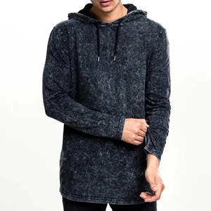 Sudadera con capucha para hombre SINEWY SPORTS, lavado ácido, con cremallera, corte holgado, logo bordado, bolsillo canguro, informal, transpirable, 100% algodón - Product Image 5