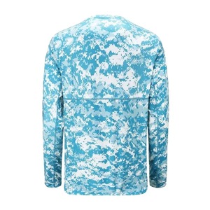 Chemise de pêche à manches longues pour homme, imprimé camouflage bleu, UPF 50, anti-UV, polyester, vêtements d'extérieur - Product Image 2