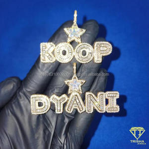 Luxury " STARR " Letter Necklace <b>Iced</b> <b>Out</b> Diamond Pendant Hip Hop <b>Chain</b> Jewelry - Product Image 3