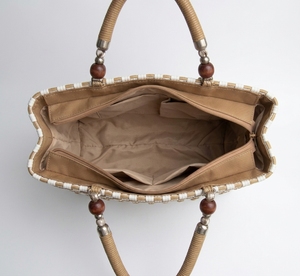 Sac fourre-tout tissé à la main en paille plastique, de luxe, vintage, avec poignée perlée, pour l'été, la plage, le shopping, sac à bandoulière pour femme, vente en gros - Product Image 4
