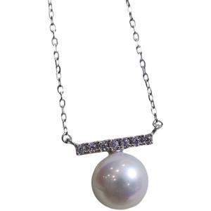 7-9mm Flawless Freshwater <b>Pearl</b> Pendant S925 <b>Silver</b> Minimalist Geometric Balance Beam <b>Necklace</b> Collarbone <b>Necklace</b> Fine Pendant - Product Image 5