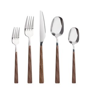 Cubiertos de cocina de acero inoxidable de primera calidad con mango de madera para hoteles, restaurantes, cafeterías y cenas en casa. - Product Image 2