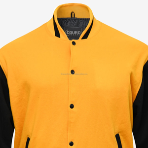 Chaqueta universitaria barata de algodón de alta calidad personalizada chaquetas doradas unisex con letras bordadas - Product Image 5