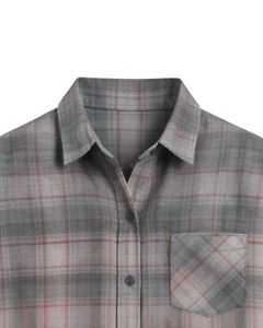 Chemise en flanelle à carreaux gris rouille ombré personnalisée pour femme, à manches longues, boutonnée, décontractée, en mélange de coton, pour l'automne et l'hiver - Product Image 5