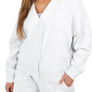 Ensemble de survêtement décontracté pour femme avec veste à capuche zippée et pantalon large à taille élastique et poches – Vente en gros OEM - Product Image 6