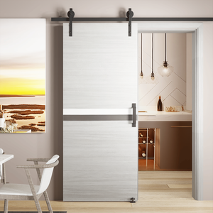 Cazzo elfo moderno per interni 32 \ "X 84 \" melamina Slab porta integrato 6.6FT Kit pista scorrevole regolabile da pavimento Guider Pull Handle - Product Image 1