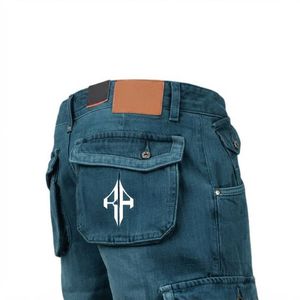 Pantalones Cortos de Mezclilla para Hombre, de Alta Calidad, con Estampado de Serigrafía, Estilo Jeans, de Pierna Ancha, Material Spandex/Poliéster - Product Image 3