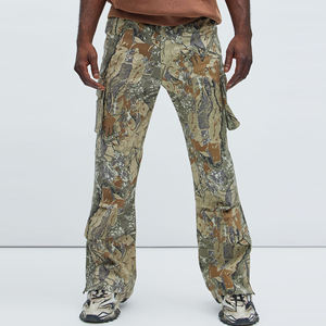 Pantalones Cargo de Camuflaje para Hombre, Cintura Elástica, Múltiples Bolsillos, Transpirables, Estilo Casual de Verano, Tejido de Poliéster - Product Image 1