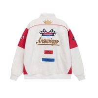 Haute qualité personnalisé brodé hommes F1 course costume bouton patte col PU veste pour moto hiver ensemble Couple cuir