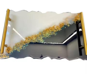 Plateau de service pour petit-déjeuner personnalisé de grande taille, en résine de haute qualité, fait main, bords naturels, design élégant, pour servir des fruits lors de Thanksgiving - Product Image 4