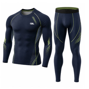 Ensemble de compression haute performance pour homme, haut à manches longues et pantalon de compression pour entraînement, exercice et activités de plein air - Product Image 1