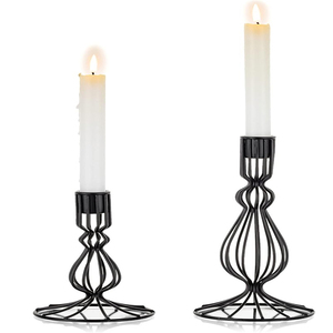 Matt <b>Black</b> Candle Holder Set Of 2 Wrought Iron <b>Black</b> <b>Candlestick</b> Holder Decorative Table Centrepiece for Christmas Decoration - Product Image 1