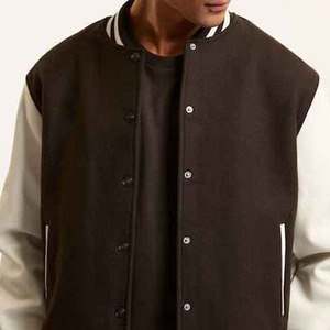 Custom <b>Men's</b> Denim Varsity <b>Jacket</b> with Genuine Leather Sleeves Chenille Patch Embroidery OEM Service - Product Image 3