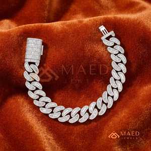 Pulsera de Plata de Ley 925 con Eslabones Cubanos y Moissanita, Cadena Fina Estilo Hip Hop, Joyería, Regalo para Hombre y Mujer - Product Image 1