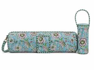 VEER HANDIRCRAFTS Handmade Cotton Yoga Mat Bag Floral <b>Print</b> Zipper Pouch Below 21L Lightweight Shoulder Carrier for Gym Studio - Product Image 1