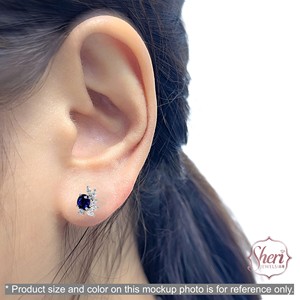 [Sheri Jewels] Pendientes de Oro Blanco Sólido de 18K con Diamantes Marquise y Zafiro Natural para Mujer - Regalo para Ella - Product Image 4