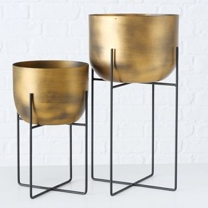 Pot de fleurs en métal de style industriel avec support pour la décoration du salon, du balcon et du jardin - Product Image 1