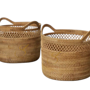 <b>Wicker</b> laundry <b>basket</b> with <b>round</b> handles - Product Image 4