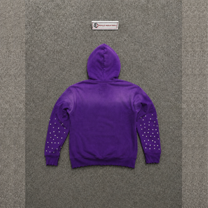 Sweat à capuche graphique violet oversize de qualité supérieure, streetwear unisexe, pull-over décontracté pour homme avec imprimé strass - Product Image 6