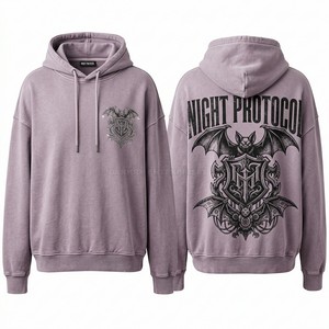 เสื้อฮู้ดดี้ปักลายกราฟิกสีน้ำเงินฟอก ทรงโอเวอร์ไซส์ สไตล์สตรีทแวร์ สำหรับผู้ชาย ตกแต่งด้วยคริสตัล ผลิตโดยโรงงานเสื้อผ้า - Product Image 3