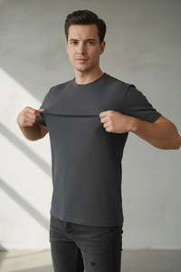T-shirt en piqué 100% coton, col rond, manches courtes, coupe classique, décontracté, basique pour homme, SOSH 4 - Product Image 2