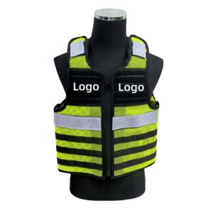 Chaleco de seguridad reflectante de alta visibilidad con diseño de malla y logotipo personalizado para trabajo al aire libre - Product Image 1
