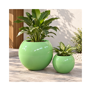 Maceta Moderna de Fibra de Vidrio, Ligera, Redonda, Decorativa, para Jardín, Patio, Balcón y Decoración Interior del Hogar - Product Image 1