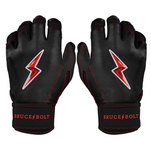 Custom Bruce Bolt Inspired Cabretta Leather Baseball Batting Gloves <b>Chrome</b> Series Long Cuff Wrist Support <b>Hook</b> Loop Marajdin - Product Image 1
