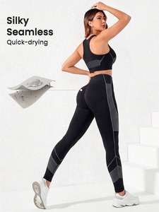 Vêtements de sport personnalisés pour femmes, doux, à séchage rapide, extensibles dans les quatre sens, ensemble deux pièces taille haute - Product Image 4