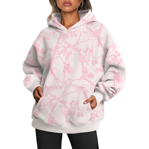 Nouveau sweat à capuche imprimé floral unisexe, coupe ample, tricoté en polyester, décontracté, pour le printemps, avec poches, respirant - Product Image 1