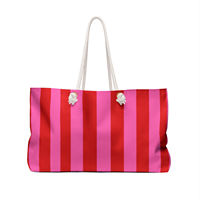 Sac de voyage grande capacité à rayures rouges pour femme, sac fourre-tout de week-end, sac de plage et de sport, sac à main de vacances avec cordon de serrage