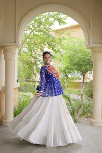 Blusa Étnica India Tradicional con Diseño de Corazón Bordado, Azul, de Algodón, Corte Holgado, Midi, para Mujer, Ropa de Boda - Product Image 5
