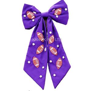 Nœud artisanal pour le jour du match avec perles, accessoire de cheveux pour supporter le football - Product Image 2