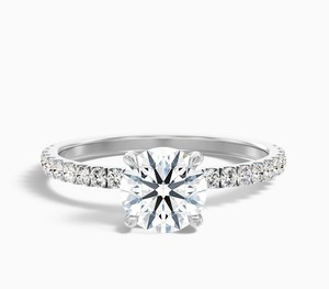 Round Cut Moissanite <b>Ring</b> 925 Sterling <b>Silver</b> White Gold Plated Engagement <b>Ring</b> Classic <b>Solitaire</b> Dainty Minimalist Promise <b>Ring</b> - Product Image 1