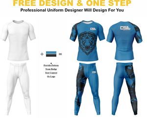 Vêtements de compression respirants pour hommes, vente en gros directe d'usine, design personnalisé, impression numérique par transfert thermique, ensemble de rashguard MMA - Product Image 2